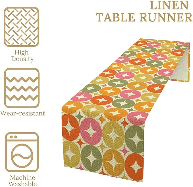 Mid Century Table Runner, Flag Retro Atomic Starburst 1950s Abstract Geometric - Image 5