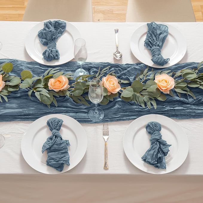 12 Pack Dusty Blue 10 Ft Cheesecloth Table Runner 20x120 Inch Boho Wrinkled - Image 6