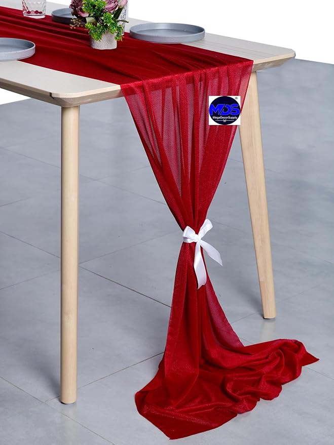 MDS 10 Pack 10ft Chiffon Table Runner 29 x 120 Inches Sheer Wedding Runner - Image 4