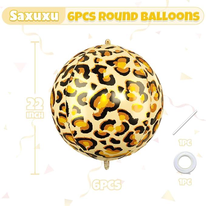 Leopard & Cheetah Print Foil Balloons, 22 Inch Big Round Foil Balloon - Image 3