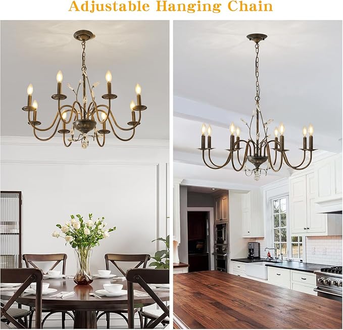 Farmhouse Crystal Chandelier, 32 Inch Modern Flower Branch Oil-Rubbed Bronze - Image 5