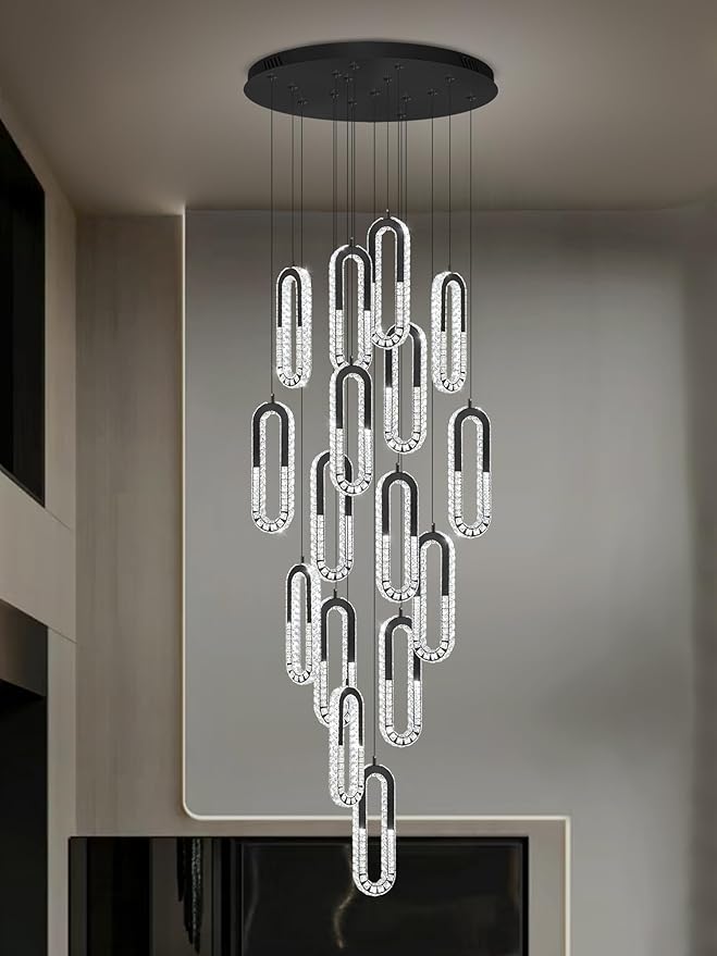 Large Staircase Crystal Chandeliers 16-Light Modern foyers Entrance 150" Long by Ykolupty