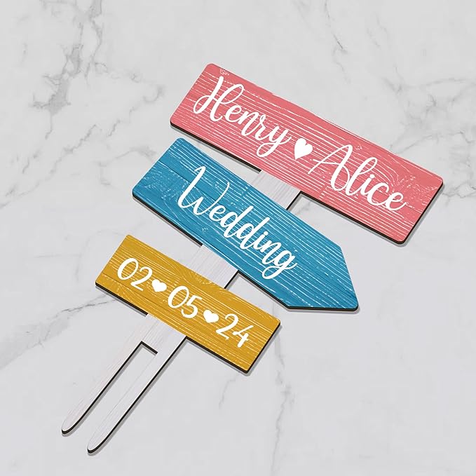 Personalized Rustic Wedding Cake Topper in Wood Custom Bride & Groom Names - Image 4
