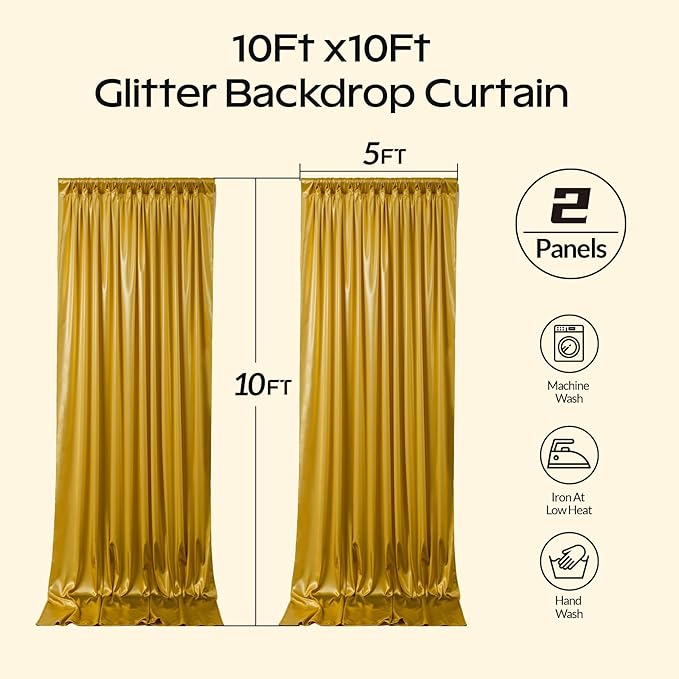 Dark Gold Glitter Backdrop Curtain - Image 8