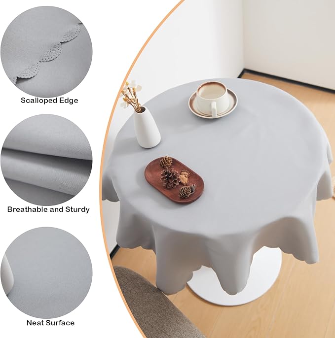 Small Square Grey Tablecloth 36 x 36 Inch Polyester Fabric Washable Table Cover - Image 4
