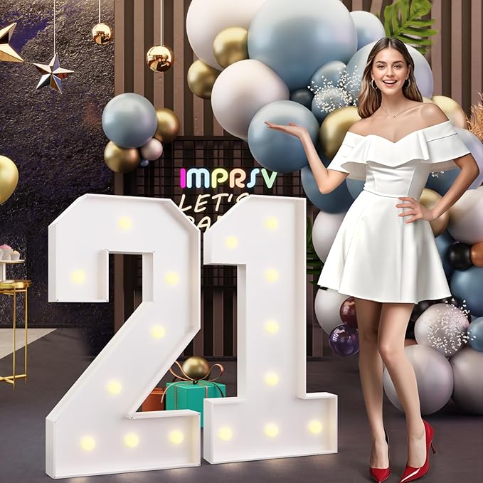imprsv 3FT Marquee Numbers 21, Light Up Numbers by Letsmakeitimpressive