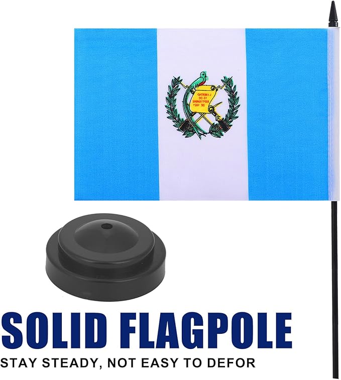 Guatemala Desk Flag 12" Solid Pole Deluxe Set Guatemalan Flags Banner Mini - Image 3