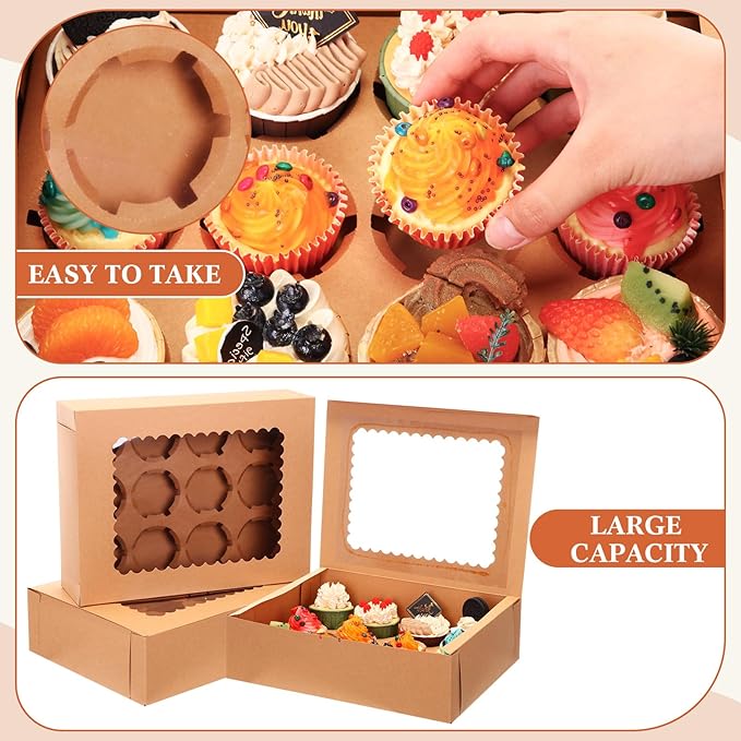 36 Pack Cupcake Boxes Hold 12 Standard Disposable Cupcake Containers - Image 7