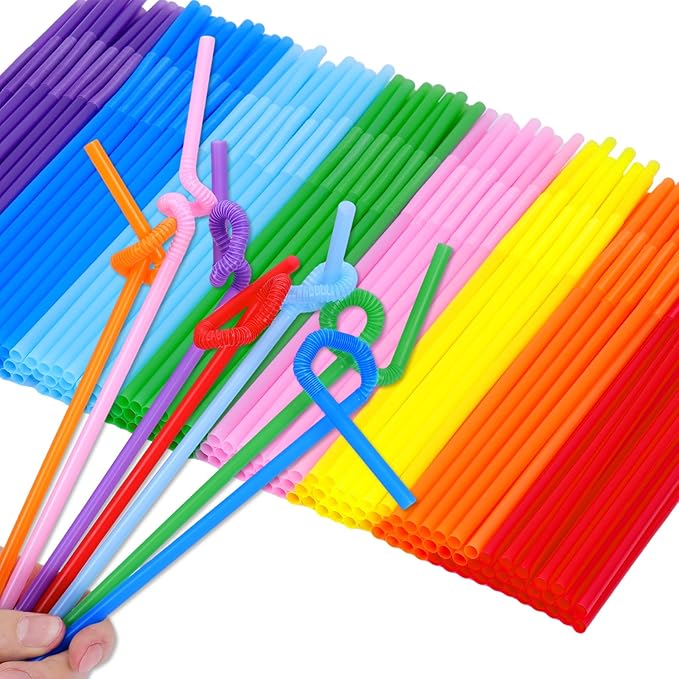 Tomnk 300pcs 10.3 Inches Disposable Flexible Bendy Drinking Straws Plastic by TOMNK