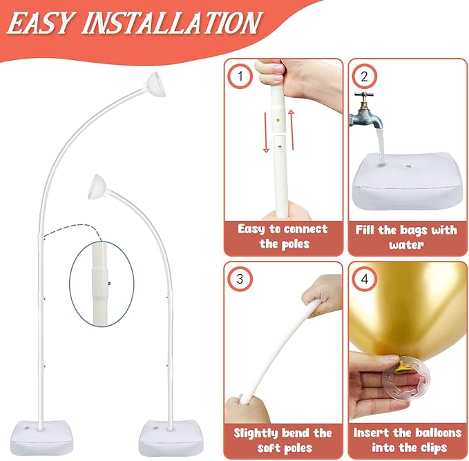 8FT & 6FT Balloon Arch Stand, Flexible Top Balloon Arch Kit, Half Arch Balloon - Image 4