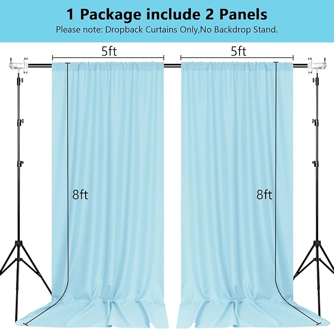 MEETSKY 10x 8 Baby Blue Backdrop Curtain - Image 2