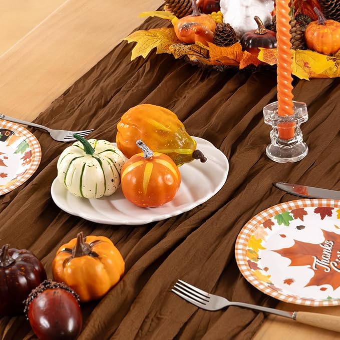Brown Cheesecloth Table Runner Tan 6 Pack Fall Table Runners Boho Gauze 120 - Image 3