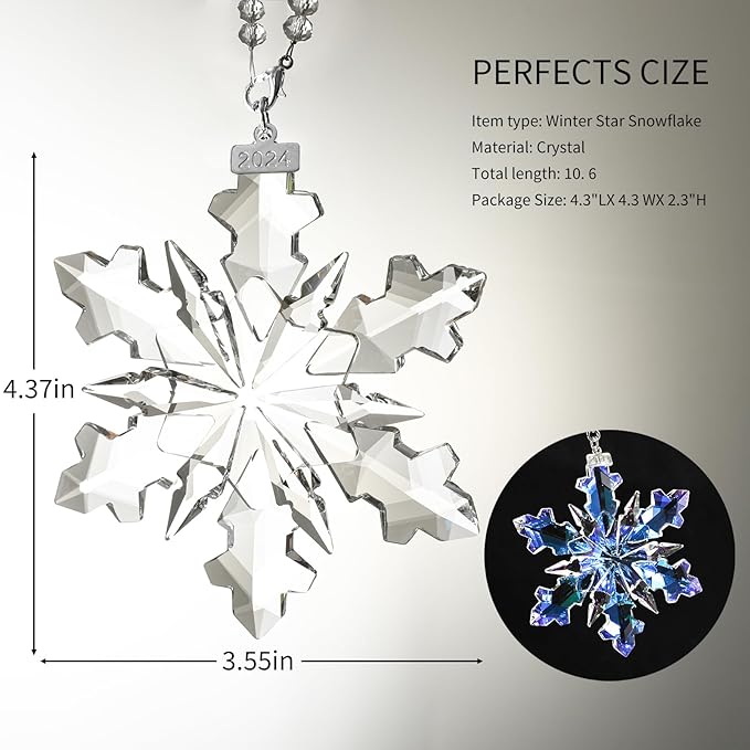 2024 Annual Edition Crystal Snowflake Ornament Christmas Ornament Home Decor - Image 3