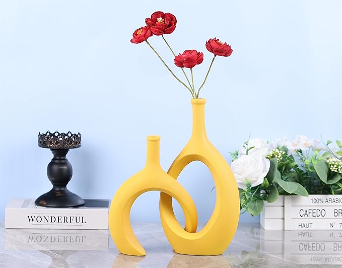 WUBIANJIE Yellow Ceramic Vase - Image 4