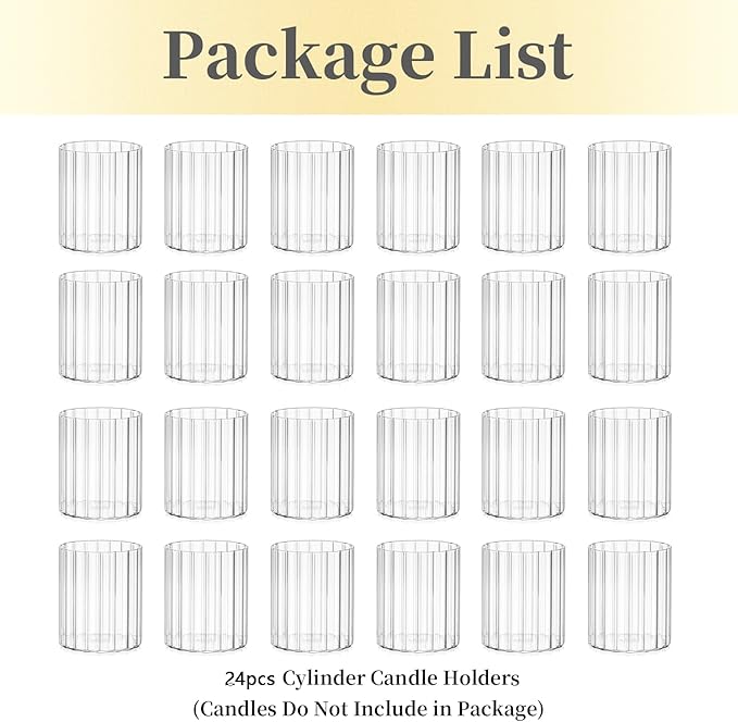 Hewory 24PCS Small Glass Hurricane Candle Holders Bulk - Image 7