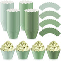 Domensi 100 Pcs Sage Green Cupcake Wrappers Rustic Cupcake Liners Baking Cups by Domensi