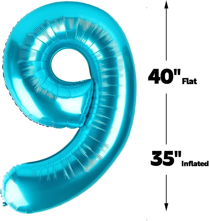Big Blue 40 Inch 9 Balloon Number, Jumbo Giant 9th 19 29 39 49 99 Birthday - Image 3