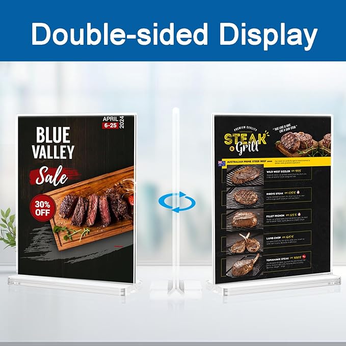 BlueValley Acrylic Sign Holder 5x7 Vertical – 12 Pack Double Sided Clear - Image 3