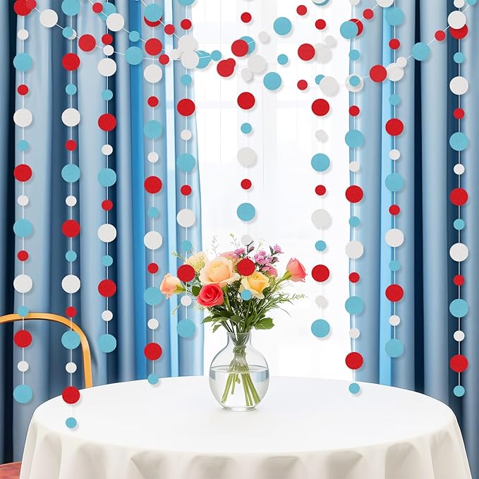 Outus 10 Pieces Colorful Dots Paper Garland Round Glitter Garland Hanging - Image 7