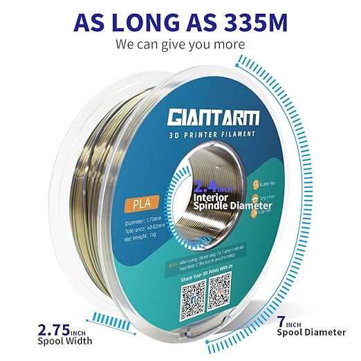GIANTARM Dual Color PLA Filament, Silk PLA Filament 1.75mm +/-0.02mm, 1KG Spool - Image 5