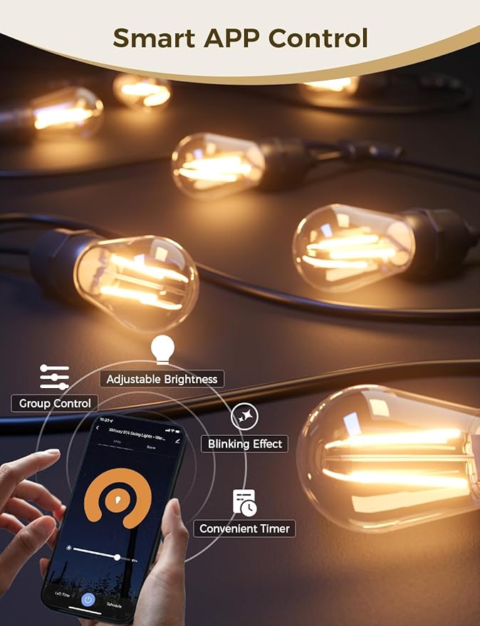 XMCOSY+ Outdoor String Lights, Smart Patio Lights 72.5Ft, APP WiFi Control - Image 2