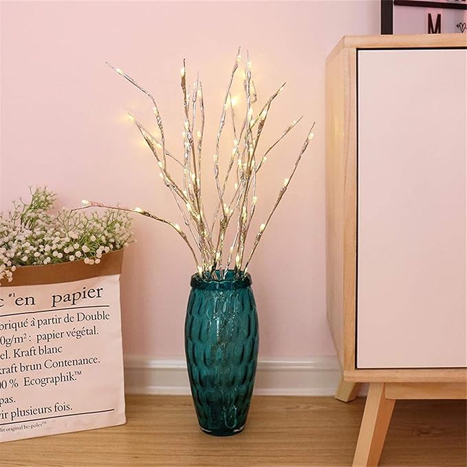 Lxcom Lighting LED Branch Lights 4 Pack 30 Inch Lighted Silver Wrapped Vase - Image 6