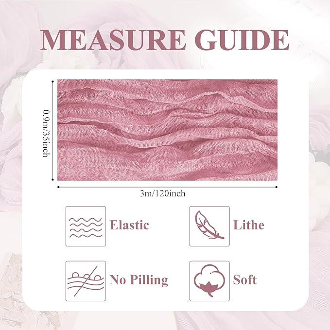 Asee'm 12pcs Cheesecloth Table Runner 120 Inches Long Pink Boho Gauze Cheese - Image 2