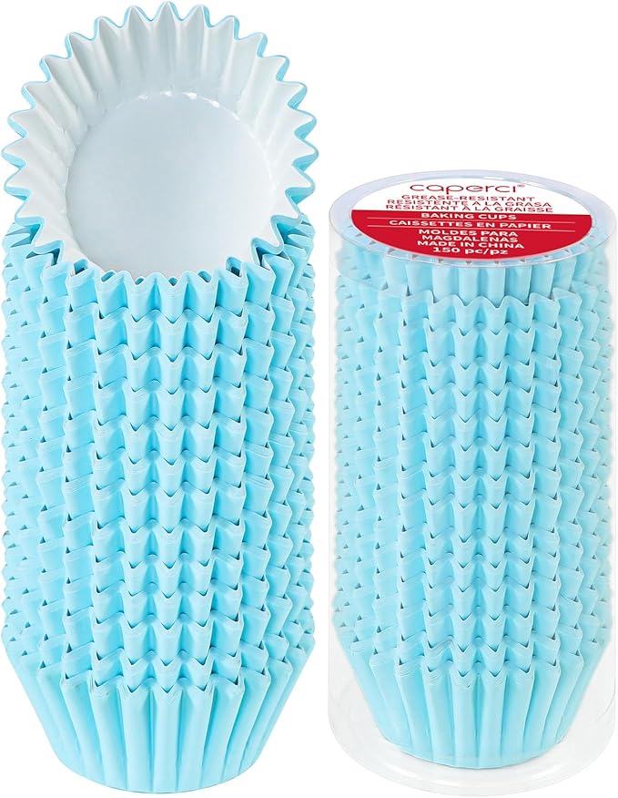 Caperci Grease-Resistant Standard Blue Cupcake Liners 150 Counts by Caperci