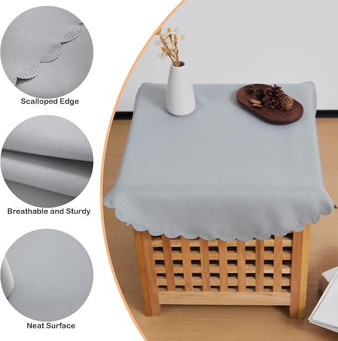 Small Round Grey Tablecloth 24 Inch Polyester Fabric Washable Table Cover - Image 4