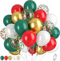 Red Green Gold Balloons, Vintage Dark Green Pearl White Confetti Balloons by Paready