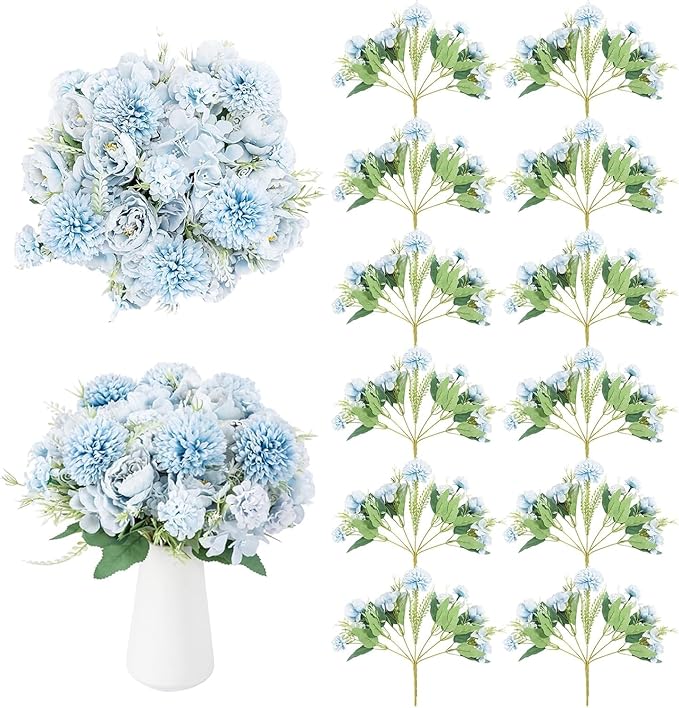 12 Packs Peonies Artificial Flowers, Silk Artificial Peonies Flowers Fake Peony by GOSTADY