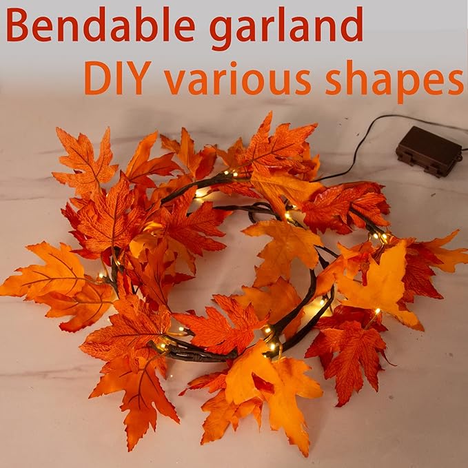Fudios Lighted Maple Leaf Garland - Image 6