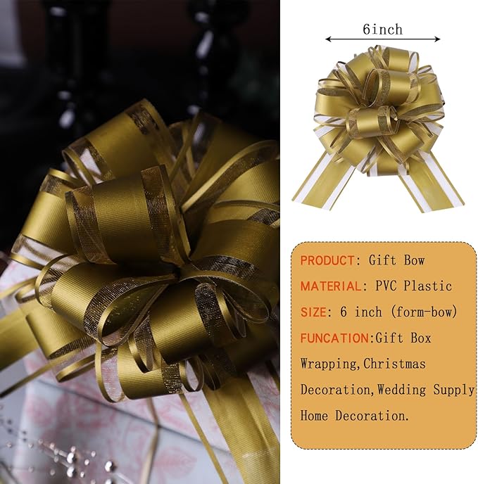 6Pcs 6inch Pull Bow Gift Wrapping, Pull Bow - Image 3