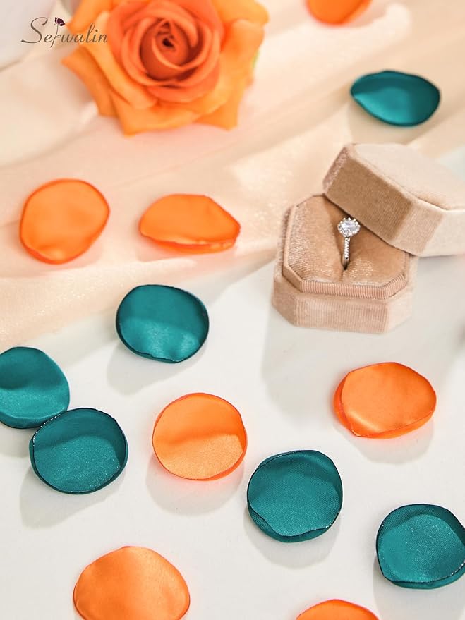 Serwalin 300Pcs Silk Rose Petals Fake Flower Petals Green Orange Artificial - Image 5