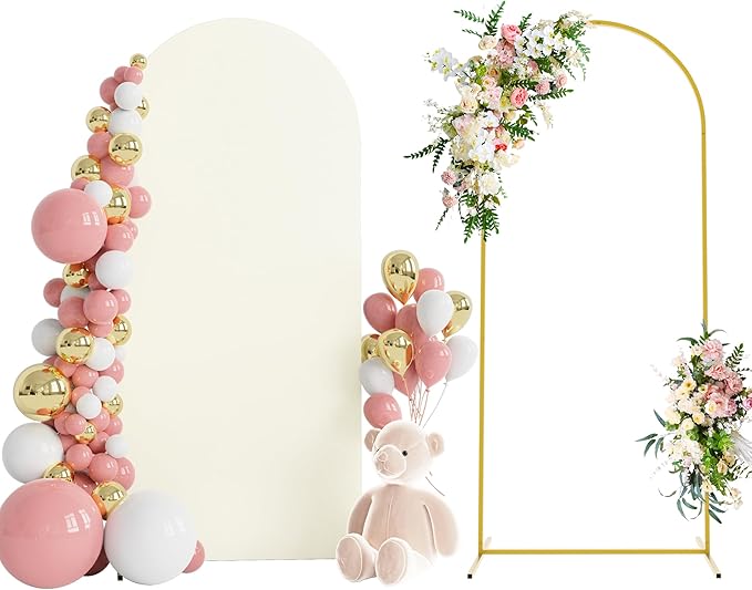 Wokceer 6 FT Wedding Arch Stand and Arch Cover, Metal Arch Backdrop Stand by Wokceer
