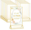 EHWINE 12 Pack Acrylic Sign Holder 5.5 x 8.5, Double Sided Gold Picture Frame by EHWINE