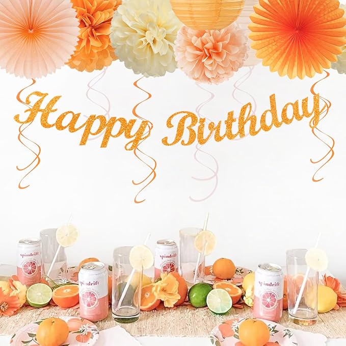 Orange-Peach Beige First Happy-Birthday Party-Decorations - Image 2