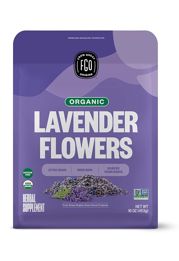 FGO Organic Dried Lavender Flowers, Extra Grade Dried Buds, Imported From France by FGO