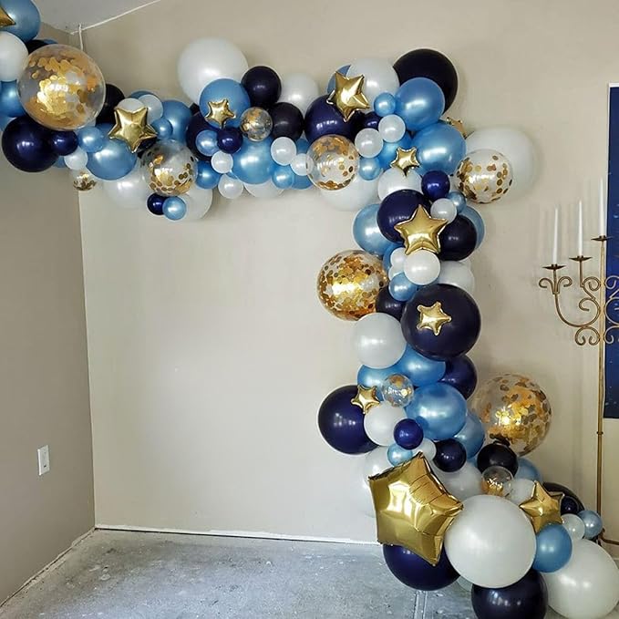 Metallic Chrome Blue Gold Balloons - Image 4