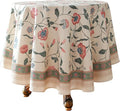 ISAENNE Designer Chinoiserie Linen Floral Small Round Tablecloth, Elegant Decor by Isaennehomedecoration