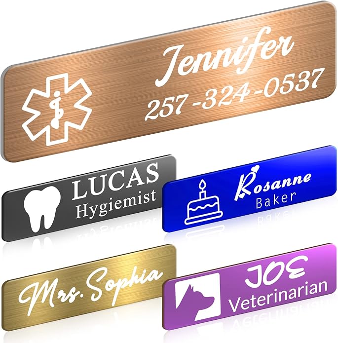 Custom Engrave Name Tag Badges Personalized Magnetic Name Badges by Betenshtresk