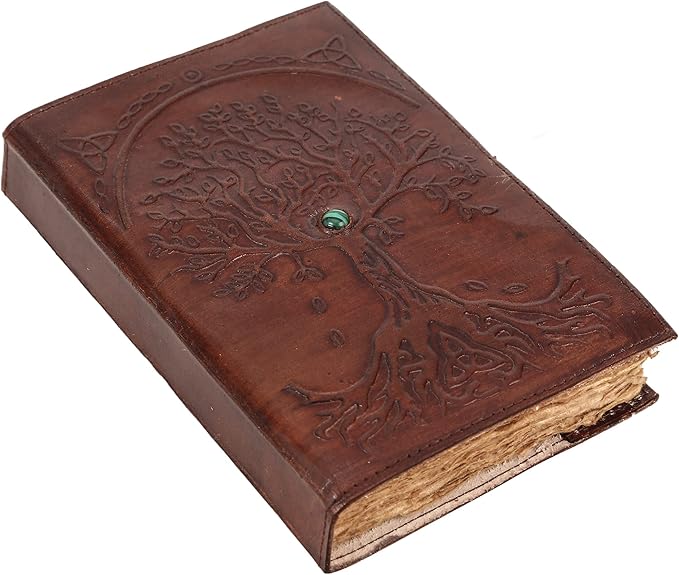 Leather Journal Refillable Lined Deckle Paper Tree of Life Handmade writing by KomalsPassionLeather