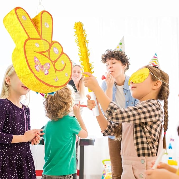 Hippie Pinata with Stick & Hanging Loop Daisy Flower Mexican Pinata Game - Image 9