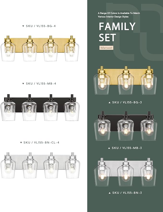 Bathroom Light Fixtures, 3-Light Modern Vanity Light - Image 7