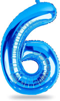 40 Inch Blue Large Numbers Balloons 0-9, Self Inflating Foil Number 6 Helium by Lingqiang