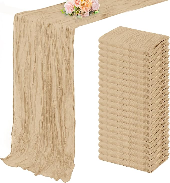 Sand 20 Pack 10FT Cheesecloth Table Runner 20 x 120 Inch Long Rustic Gauze by FoliafeelHome