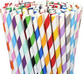 200 Striped Paper Straws, Biodegradable Disposable Drinking Colorful Straws by PaperStraws