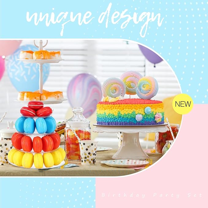 Juexica 1 Pcs Round Macaron Display Tower Stand 4 Tiers Plastic Cake Rack - Image 3