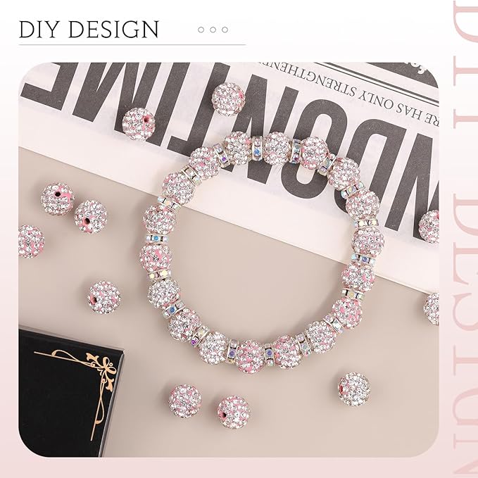 150pcs 10mm Rhinestone Beads for Jewelry Making, Sparkle Crystal Clay Christmas - Image 3