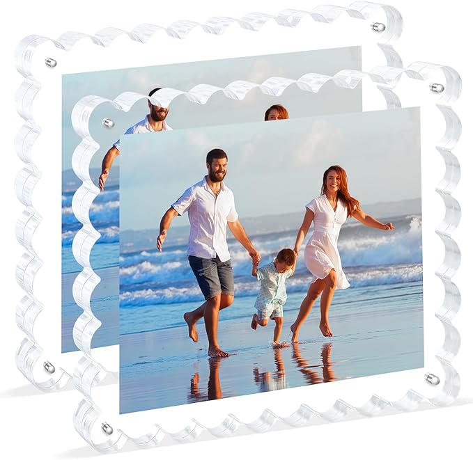 acrylic photo frame- 2Pack Scalloped Picture Frames 8×10 Inch, 15+15mm Thick - Image 8